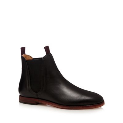 H By Hudson Black 'Tamper' wood effect sole Chelsea boots